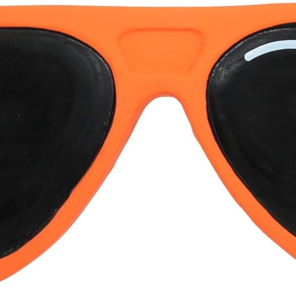 Multipet Latex Sunglasses 6.5" Dog Toy Fun Squeaky Classic Sun Glasses Orange BE